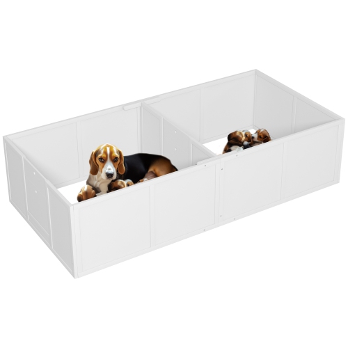 PawHut Whelping Box for Dogs, Dog Playpen with Adjustable Removable Door, Puppy Playpen for Small, Medium Dogs, 77" x 38", White