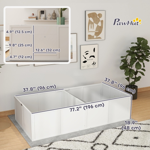 PawHut Whelping Box for Dogs, Dog Playpen with Adjustable Removable Door, Puppy Playpen for Small, Medium Dogs, 77" x 38", White