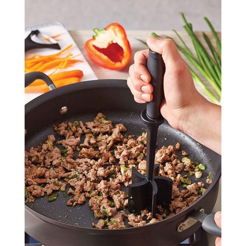Meat Chopper, Heat Resistant Meat Masher for Ground Beef, Hamburger Meat, Nylon Hamburger Chopper, Ground Meat Smasher Ground Beef Chopper, Mix and