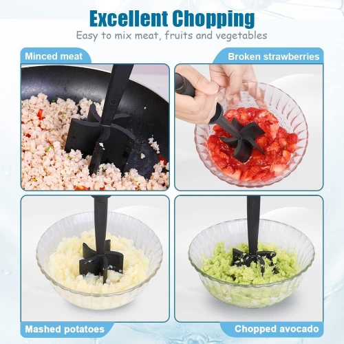 Meat Chopper, Heat Resistant Meat Masher for Ground Beef, Hamburger Meat, Nylon Hamburger Chopper, Ground Meat Smasher Ground Beef Chopper, Mix and