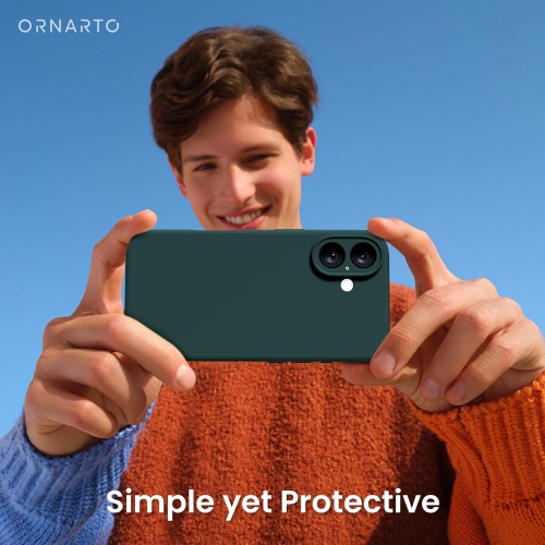 ORNARTO compatible avec l'étui iPhone 16 avec 2 protecteurs d'écran, étui en caoutchouc de gel de silicone liquide antichoc, étui de protection