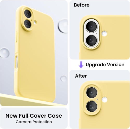 ORNARTO compatible avec l'étui iPhone 16 avec 2 protecteurs d'écran, étui en caoutchouc de gel de silicone liquide antichoc, étui de protection