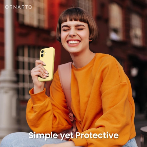 ORNARTO compatible avec l'étui iPhone 16 avec 2 protecteurs d'écran, étui en caoutchouc de gel de silicone liquide antichoc, étui de protection