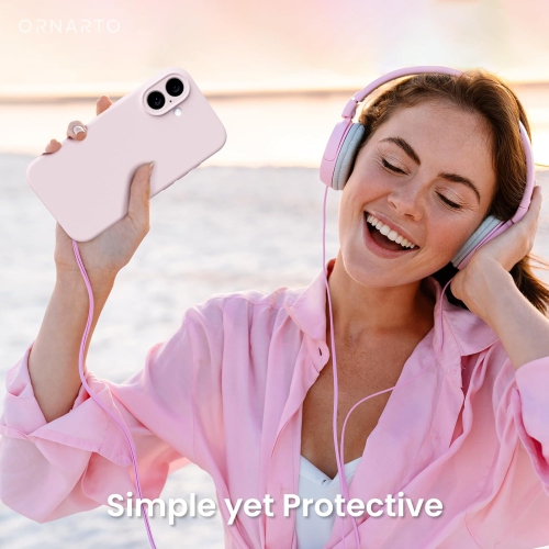 ORNARTO compatible avec l'étui iPhone 16 avec 2 protecteurs d'écran, étui en caoutchouc de silicone liquide antichoc, étui de protection contre les