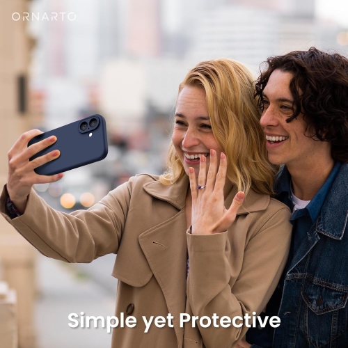 ORNARTO compatible avec l'étui iPhone 16 avec 2 protecteurs d'écran, étui en caoutchouc de silicone liquide antichoc, étui de protection contre les