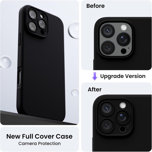 ORNARTO Compatible with iPhone 16 Pro Max Case with 2 x Screen Protector,Shockproof Liquid Silicone Gel Rubber Cover,Drop Protection Phone Case