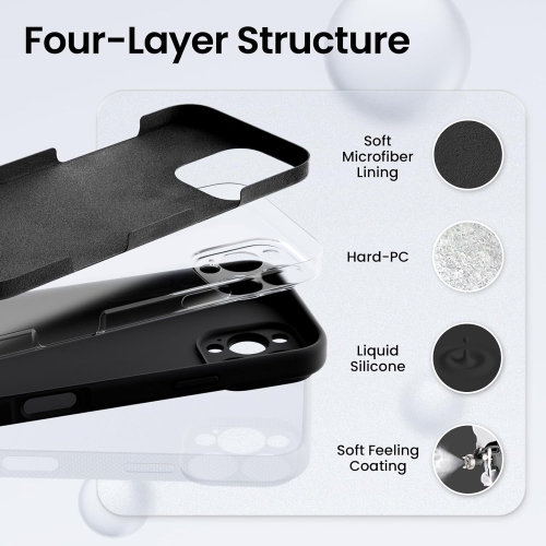 ORNARTO Compatible with iPhone 16 Pro Max Case with 2 x Screen Protector,Shockproof Liquid Silicone Gel Rubber Cover,Drop Protection Phone Case