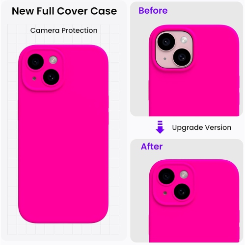 ORNARTO Designed for iPhone 15 Case with 2X Screen Protector, Liquid Silicone Gel Rubber Cover [Upgraded Camera Protection], Shockproof Protective