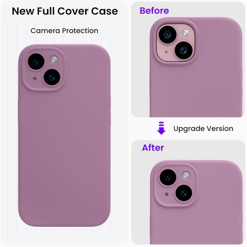 ORNARTO Designed for iPhone 15 Case with 2X Screen Protector, Liquid Silicone Gel Rubber Cover [Upgraded Camera Protection], Shockproof Protective