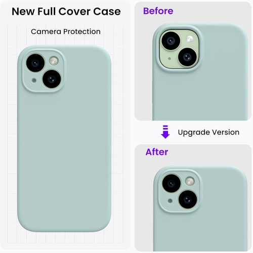 ORNARTO Designed for iPhone 15 Case with 2X Screen Protector, Liquid Silicone Gel Rubber Cover [Upgraded Camera Protection], Shockproof Protective