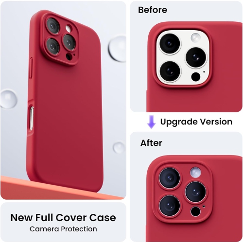 ORNARTO compatible avec l’étui iPhone 16 Pro avec 2 protecteurs d’écran, étui en caoutchouc de gel de silicone liquide antichoc, étui de protection