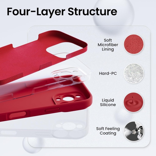 ORNARTO compatible avec l’étui iPhone 16 Pro avec 2 protecteurs d’écran, étui en caoutchouc de gel de silicone liquide antichoc, étui de protection