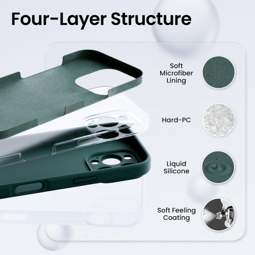 ORNARTO – compatible avec l’étui iPhone 16 Pro avec 2 protecteurs d’écran, étui en caoutchouc de silicone liquide antichoc, étui de protection contre