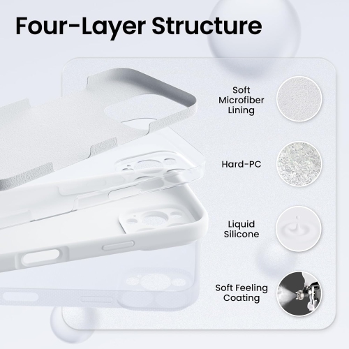 ORNARTO compatible avec l’étui iPhone 16 Pro avec 2 protecteurs d’écran, étui en caoutchouc de gel de silicone liquide antichoc, étui de protection