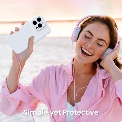 ORNARTO compatible avec l’étui iPhone 16 Pro avec 2 protecteurs d’écran, étui en caoutchouc de gel de silicone liquide antichoc, étui de protection