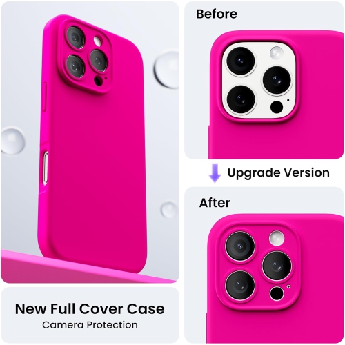 ORNARTO – compatible avec l’étui iPhone 16 Pro avec 2 protecteurs d’écran, étui en caoutchouc de silicone liquide antichoc, étui de protection contre