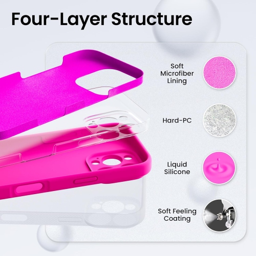 ORNARTO – compatible avec l’étui iPhone 16 Pro avec 2 protecteurs d’écran, étui en caoutchouc de silicone liquide antichoc, étui de protection contre