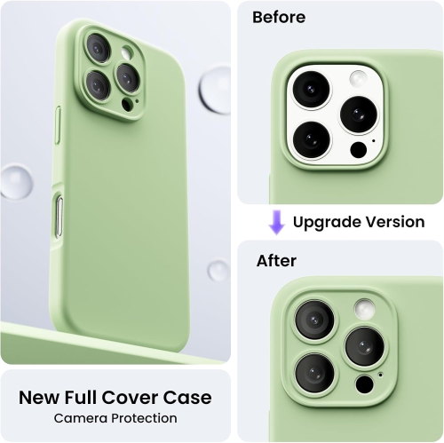 ORNARTO compatible avec l'étui iPhone 16 Pro avec 2 protecteurs d'écran, étui en caoutchouc de gel de silicone liquide antichoc, étui de téléphone de