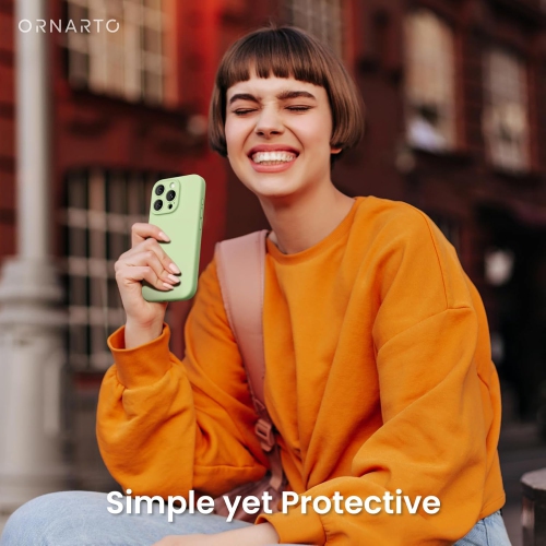 ORNARTO compatible avec l'étui iPhone 16 Pro avec 2 protecteurs d'écran, étui en caoutchouc de gel de silicone liquide antichoc, étui de téléphone de