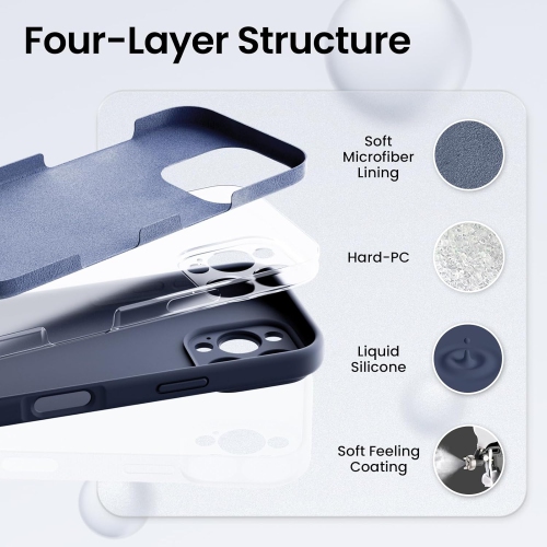 ORNARTO – compatible avec l’étui iPhone 16 Pro avec 2 protecteurs d’écran, étui en caoutchouc de silicone liquide antichoc, étui de protection contre
