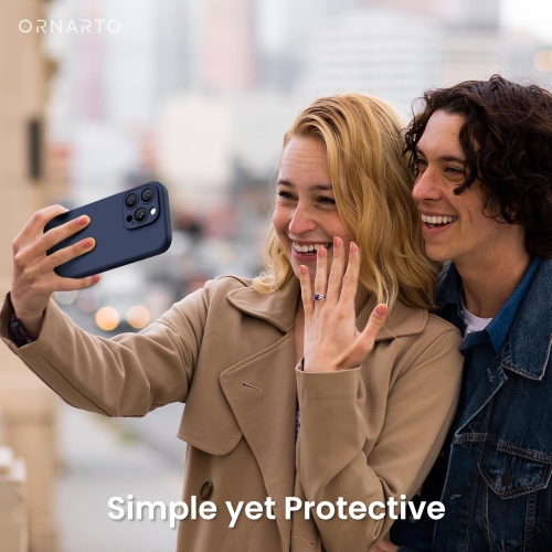 ORNARTO – compatible avec l’étui iPhone 16 Pro avec 2 protecteurs d’écran, étui en caoutchouc de silicone liquide antichoc, étui de protection contre