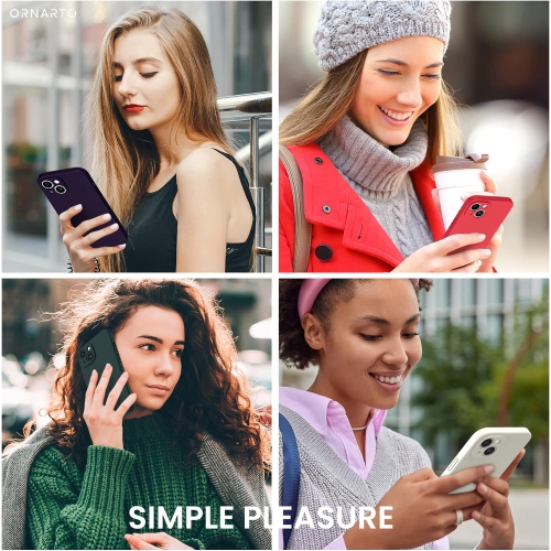 ORNARTO compatible avec l'étui iPhone 14, avec 2 protecteurs d'écran en caoutchouc de gel de silicone liquide [Full Body], étui protecteur antichoc