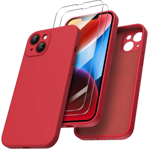 ORNARTO compatible avec l'étui iPhone 14, avec 2 protecteurs d'écran en caoutchouc de gel de silicone liquide [Full Body], étui protecteur antichoc