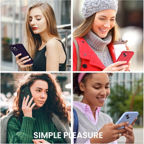 ORNARTO compatible avec l'étui iPhone 14, avec 2 protecteurs d'écran en caoutchouc de gel de silicone liquide [Full Body], étui protecteur antichoc