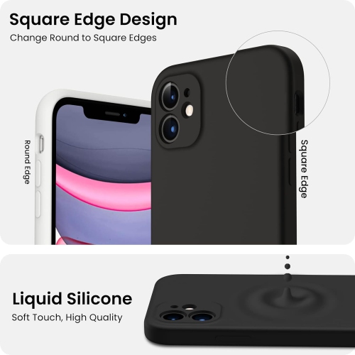 ORNARTO Compatible with iPhone 11 Case 6.1 inch, with 2 x Screen Protector Liquid Silicone Gel Ruber Cover [Square Edge] Shockproof Protective Phone
