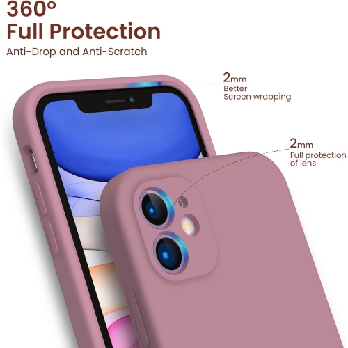 ORNARTO compatible avec l'étui 6,1&nbsp;po pour iPhone 11, avec 2 protecteurs d'écran en gel liquide de silicone [Square Edge], étui protecteur