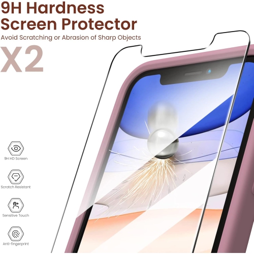 ORNARTO compatible avec l'étui 6,1&nbsp;po pour iPhone 11, avec 2 protecteurs d'écran en gel liquide de silicone [Square Edge], étui protecteur