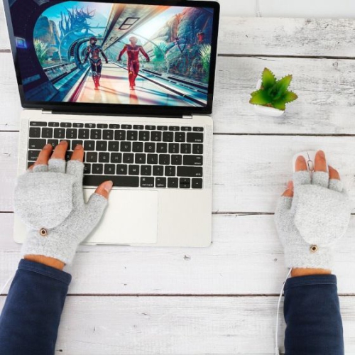 Gants chauffants USB unisexes tricot chauffant mains Full & Half Fingerless