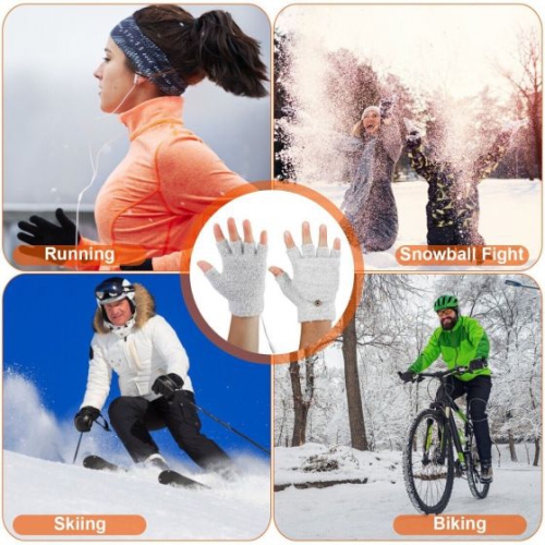 Gants chauffants USB unisexes tricot chauffant mains Full & Half Fingerless