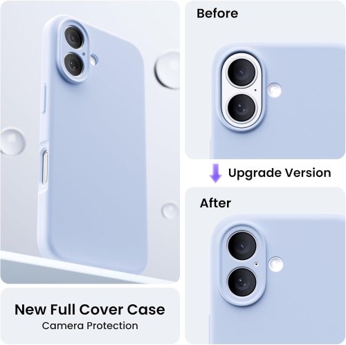 ORNARTO Compatible with iPhone 16 Case with 2 x Screen Protector,Shockproof Liquid Silicone Gel Rubber Cover,Drop Protection Phone Case for iPhone 16