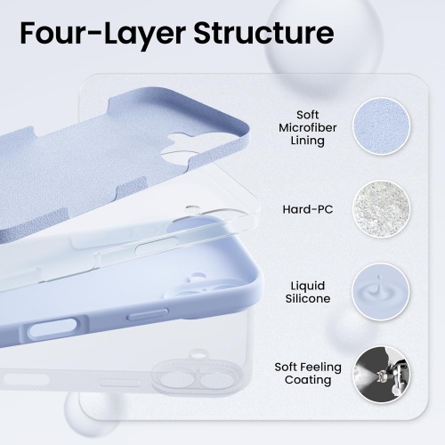 ORNARTO Compatible with iPhone 16 Case with 2 x Screen Protector,Shockproof Liquid Silicone Gel Rubber Cover,Drop Protection Phone Case for iPhone 16