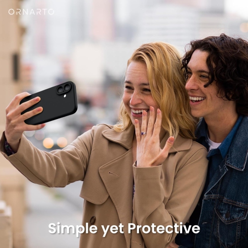 ORNARTO compatible avec l'étui iPhone 16 avec 2 protecteurs d'écran, étui en caoutchouc de silicone liquide antichoc, étui de protection contre les