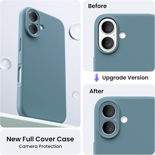 ORNARTO Compatible with iPhone 16 Case with 2 x Screen Protector,Shockproof Liquid Silicone Gel Rubber Cover,Drop Protection Phone Case for iPhone 16
