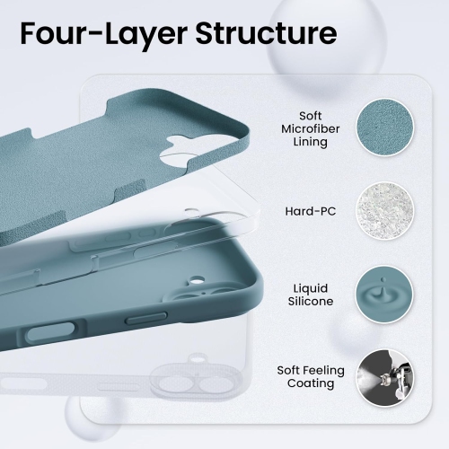 ORNARTO Compatible with iPhone 16 Case with 2 x Screen Protector,Shockproof Liquid Silicone Gel Rubber Cover,Drop Protection Phone Case for iPhone 16