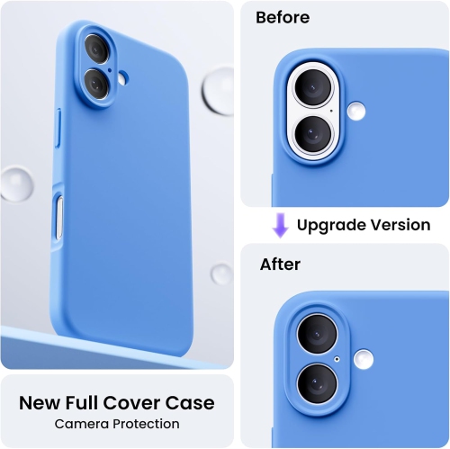 ORNARTO Compatible with iPhone 16 Case with 2 x Screen Protector,Shockproof Liquid Silicone Gel Rubber Cover,Drop Protection Phone Case for iPhone 16