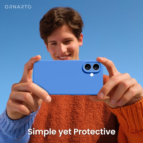 ORNARTO Compatible with iPhone 16 Case with 2 x Screen Protector,Shockproof Liquid Silicone Gel Rubber Cover,Drop Protection Phone Case for iPhone 16