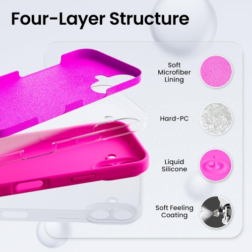 ORNARTO compatible avec l'étui iPhone 16 avec 2 protecteurs d'écran, étui en caoutchouc de silicone liquide antichoc, étui de protection contre les