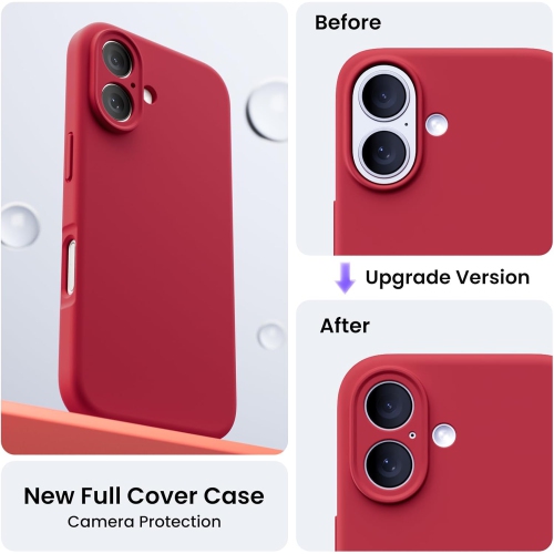 ORNARTO compatible avec l'étui iPhone 16 avec 2 protecteurs d'écran, étui en caoutchouc de silicone liquide antichoc, étui de protection contre les