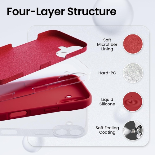 ORNARTO compatible avec l'étui iPhone 16 avec 2 protecteurs d'écran, étui en caoutchouc de silicone liquide antichoc, étui de protection contre les