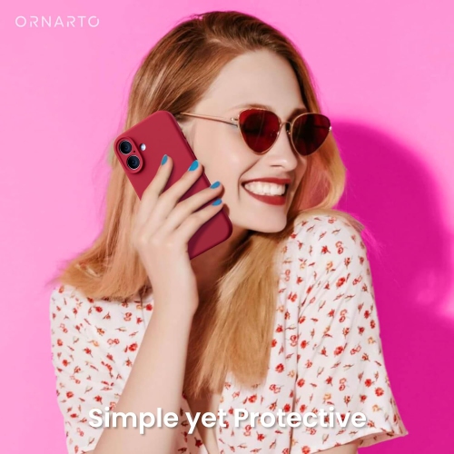 ORNARTO compatible avec l'étui iPhone 16 avec 2 protecteurs d'écran, étui en caoutchouc de silicone liquide antichoc, étui de protection contre les