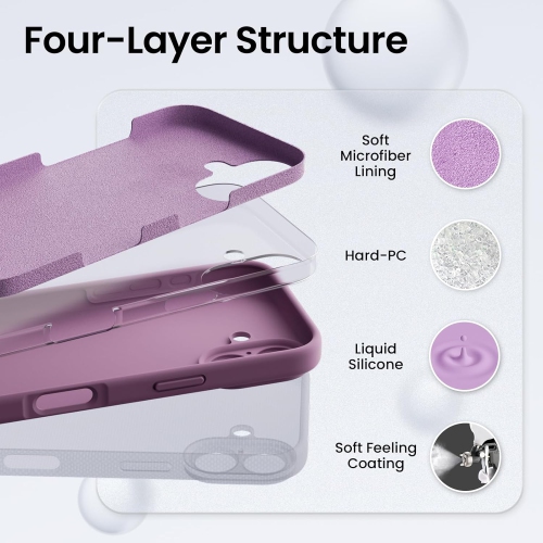 ORNARTO Compatible with iPhone 16 Case with 2 x Screen Protector,Shockproof Liquid Silicone Gel Rubber Cover,Drop Protection Phone Case for iPhone 16