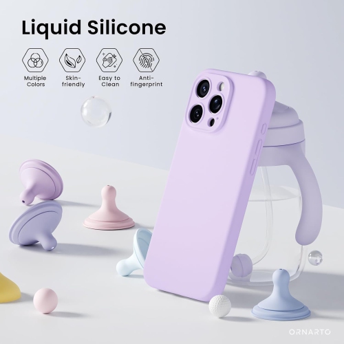 ORNARTO Compatible avec l'étui pour iPhone 16 Pro Max avec 2 protecteurs d'écran, étui antichoc en gel de caoutchouc de silicone liquide, étui pour