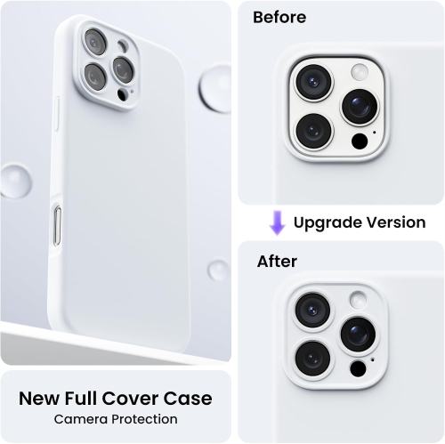 ORNARTO compatible avec l'étui iPhone 16 Pro Max avec 2 protecteurs d'écran, étui en caoutchouc de silicone liquide antichoc, étui de protection