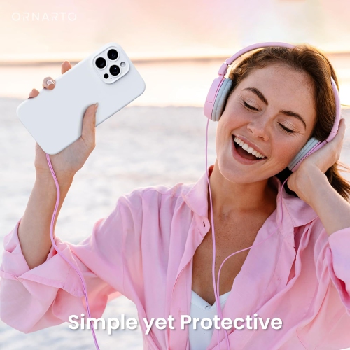 ORNARTO compatible avec l'étui iPhone 16 Pro Max avec 2 protecteurs d'écran, étui en caoutchouc de silicone liquide antichoc, étui de protection