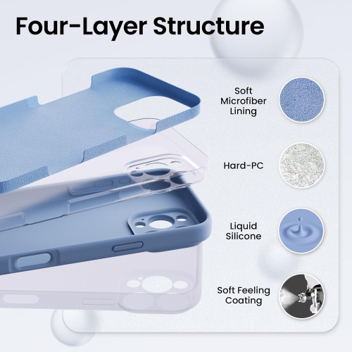 ORNARTO compatible avec l'étui iPhone 16 Pro Max avec 2 protecteurs d'écran, étui en caoutchouc de silicone liquide antichoc, étui de protection