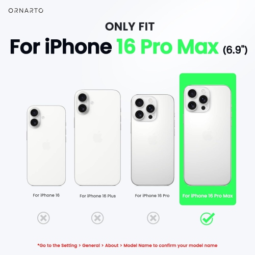 ORNARTO est compatible avec l'étui iPhone 16 Pro Max avec 2 protecteurs d'écran, un étui en caoutchouc de silicone liquide antichoc, un étui de
